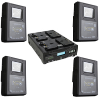 

Core SWX 4x NEO Slim 14.8V 98Wh Gold-Mount Lithium-Ion Battery Bricks, Bundle with Core SWX FLEET-Q4MAI Charger