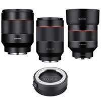 

Samyang Sony E-mount Nex Series Cameras Lens Bundle Includes - 35mm f/1.4 Auto Focus Lens, Auto Focus 50mm f/1.4 FE Lens, 85mm f/1.4 Auto Focus Lens, Samyang Lens station for Sony E