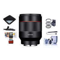 

Samyang Auto Focus 50mm f/1.4-16 FE Lens for Sony E-Mount - Bundle With 67mm Filter Kit, Cleaning Kit, Lens Wrap, Lens Cleaner, Capleash II, Mac Software Package