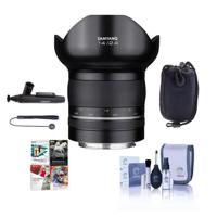 

Samyang XP 14mm F2.4 High Speed Wide Angle Lens with AE Chip for Canon EF - Bundle With Lens Pouch, Cleaning Kit, CapLeash II, Lens Cleaner, Software Package