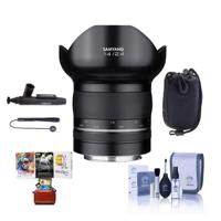 

Samyang XP 14mm F2.4 High Speed Wide Angle Lens with AE Chip for Canon EF - Bundle With Lens Pouch, Cleaning Kit, CapLeash II, Lens Cleaner, MAC Software Package