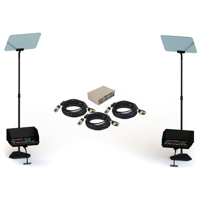 

Telmax 15" Teleprompter Bundle, Includes 2x TSP15 Teleprompter, 3x 25' Cables, 1x 4-Port VGA Splitter, ZaPrompt Pro Software