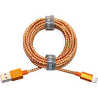 

Tera Grand 7' Apple MFi Certified Lightning to USB Braided Cable with Aluminum Housing, Orange/White