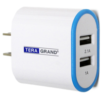 

Tera Grand 2-Port 5V 3.1A USB Wall Charger, White/Blue