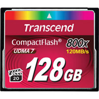 

Transcend 128GB Premium 800x CompactFlash Memory Card, 120/60 MB/s Read/Write Speed, UDMA 7