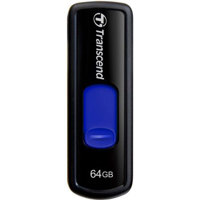 

Transcend 64GB JetFlash 500 USB 2.0 Capless Flash Drive, Black, Navy Blue Slider