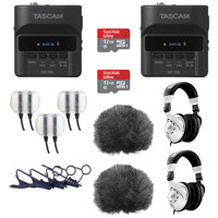 

Tascam 2 Pack DR-10L Digital Recorder and Lavalier Combo - Bundle With 2 Pack Behringer HPS3000 Studio Headphones, 2 Pack 32GB MicroSDHC Card, 2 Pack Rycote 065514 Lavalier Windjammer Black And More