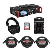 

Tascam DR-701D 6-Track Field Recorder for DSLR Camera with SMPTE Timecode - Bundle With Panasonic 4 AA Ni-Mh Batteries With, Tascam TH-MX2 Mixing Over-Ear Headphones, 16GB SDHC Card, 3 Pack Cables