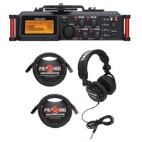 

Tascam DR-70D 4-Channel Audio Recorder for DSLR Cameras, - Bundle With Studio Headphones Black, 5ft Stereo Mini, Stereo Mini Male 3.5mm TRS Cable