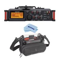 

Tascam DR-70D 4-Channel Audio Recorder for DSLR Cameras, 20Hz-20KHz Frequency Response, 4 XLR/TRS Combo Jacks, Two Built-In Microphones - With K-Tek Stingray MixPro Bag with Kickstand, Microfiber Cloth