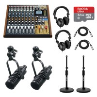 

Tascam Model 12 Integrated Production Suite Mixer - 2x MXL BCD-1 Live Broadcast Microphone - 32GB Micro SD Card - 2x Studio Monitor Headphones - 2x Table Top Stand - 2x 10' XLR Cable