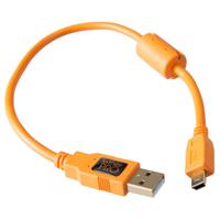 

Tether Tools TetherPro 1' USB 2.0 A Male to Mini-B 5-Pin Gold Plated Cable, Hi-Visibility Orange