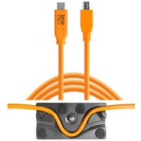 

Tether Tools TetherBLOCK MC Multi Cable Mounting Plate with TetherPro 15' USB-C to Mini-USB 2.0 Type-B 5-Pin Cable, Orange