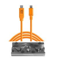 

Tether Tools TetherBLOCK QR Plus Quick Release Plate with TetherPro 15' USB-C to Micro-USB 2.0 Type-B 5-Pin Cable, Orange