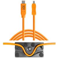 

Tether Tools TetherBLOCK MC Multi Cable Mounting Plate with TetherPro 15' USB-C to Mini-USB 2.0 Type-B 8-Pin Cable, Orange