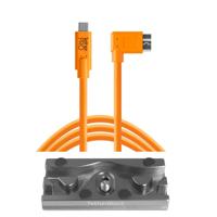 

Tether Tools TetherBLOCK QR Plus Quick Release Plate with TetherPro 15' USB Type-C to Micro-USB 3.0 Type B Right Angle Cable, Orange