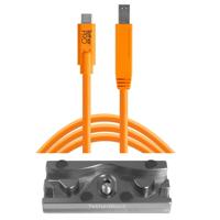 

Tether Tools TetherBLOCK QR Plus Quick Release Plate with TetherPro 15' USB-C Male to USB 3.0 Type-B Male Cable, Orange