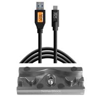 

Tether Tools TetherBLOCK QR Plus Quick Release Plate with TetherPro 15' USB 3.0 to USB-C Cable, Black