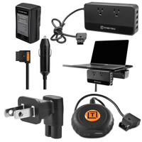 

Tether Tools ONsite Aero V-Mount Complete Bundle 110V with ONsite Aero V-Mount, D-Tap Battery with V-Mount 14.8V, AC Power Supply Car Adapter, DTap to USB-C PD 90W Adapter, & Power Plug Angle Adapter