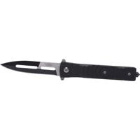 

UZI 7.25" Mossad III Folding Knife with Plain Stainless Steel Blade, G10 Handle with Metal clip and Glass Breaker, Black/Silver