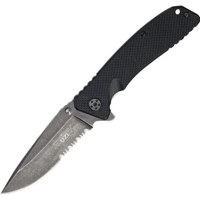 

UZI 6.5" EVN Stone Wash II Folding Knife with Partially Serrated Stainless Steel Blade, G10 Handle with Metal Pocket Clip, Gray/Black