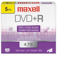 

Maxell DVD+R 4.7GB 16x High-Speed Recordable Discs, 5 Pack