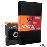 

Maxell 10 Pack B-94HDL HDCAM Videocassette, 94 Minutes Recording Time, Large