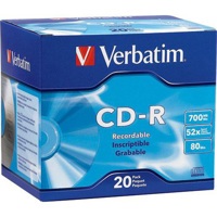 

Verbatim CD-R, 80 Minute, 700MB 52x Branded, 20 Pack Slim Case