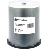 

Verbatim CD-R, 80 Minute, 700MB 52x White Inkjet Printable, Hub Printable, 100 Pack on Spindle