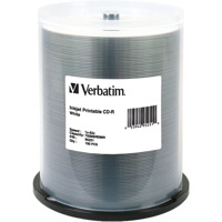 

Verbatim CD-R, 80 Minute, 700MB 52x White Inkjet Printable, 100 Pack on Spindle