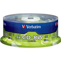 

Verbatim CD-RW, 80 Minute, 700MB 2x-4x Branded, 25 Pack on Spindle