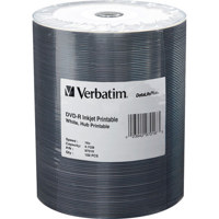 

Verbatim DVD-R, 4.7 GB 16x DataLifePlus, White Inkjet Printable, Hub Printable, 100 Pack on Spindle