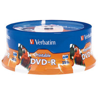 

Verbatim DVD-R 4.7 GB, 16x White Inkjet Hub Printable, 25 Pack on Spindle