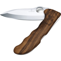 

Victorinox Hunter Pro Folding Blade Drop Point Knife with Walnut Wood Handle, with Olive Drab Nylon Pouch.