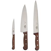 

Victorinox 3-Piece Chef's Knife Set, Includes 8" Chef, 10" Slicer, 4-3/4" Utility Knife, Rosewood Handles, Brown