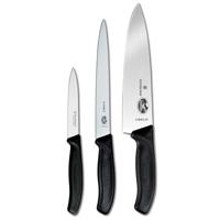 

Victorinox Stainless Steel Knife Set with Patented Fibrox Handle, 3-Pieces (4" Paring Knife, 8" Slicer and 10" Chef's Knife)