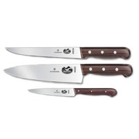 

Victorinox Stainless Steel Knife Set with Rosewood Handles, 3-Piece (8" Slicer Knife, 8" Chef's and 4" Utility Knife)