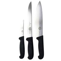 

Victorinox 3-Pice Chef's Knife Set with Black Fibrox Handle (8" Chef's Knife, 8" Slicer and 4" Parer Knife)