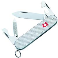 

Victorinox Swiss Army 84mm/3.31in Cadet Pocket Knife, Silver Alox Ribbed