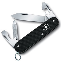 

Victorinox Swiss Army 84mm/3.31in Cadet Pocket Knife, Black Alox Ribbed