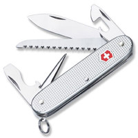 

Victorinox Swiss Army 91mm/3.58in Farmer Alox Ribbed Pocket Knife, Silver