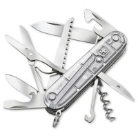 

Victorinox Swiss Army 91mm/3.58in Silver Tech Huntsman Pocket Knife, Silver Translucent