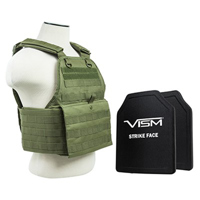 

NcSTAR Vism Ballistic Plate Carrier Vest with Two 10x12" PE Hard Plates, Fits Medium to 2X-Large, Green