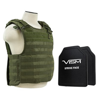 

NcSTAR Vism Quick Release Ballistic Plate Carrier Vest with 10x12" PE Hard Plates, Fits Medium to 2X-Large, Green