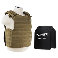 

NcSTAR Vism Quick Release Ballistic Plate Carrier Vest with 10x12" PE Hard Plates, Fits Medium to 2X-Large, Tan