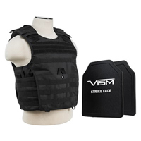 

NcSTAR Vism Expert Ballistic Plate Carrier Vest with Two 10x12" PE Hard Plates, Fits Medium to 2X-Large, Black