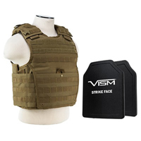 

NcSTAR Vism Expert Ballistic Plate Carrier Vest with Two 10x12" PE Hard Plates, Fits Medium to 2X-Large, Tan