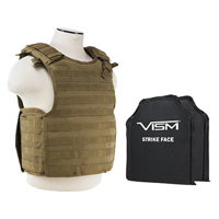 

NcSTAR Vism Quick Release Ballistic Plate Carrier Vest with Two 10x12" Soft Panels, Fits Medium to 2X-Large, Tan