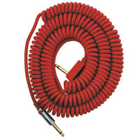 

Vox 29.5' High Quality Coiled TS 1/4 Male to TS 1/4 Male Right Angle Stereo Guitar Instrument Cable with Mesh Bag, Red