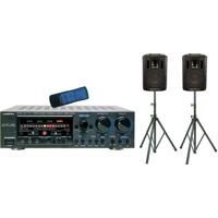 

VocoPro DA-9800RV 600W Professional Digital Key Control Mixing Amplifier with 2x VX-12 12" Vocal Speaker, 2x SS-88 Speaker Stands